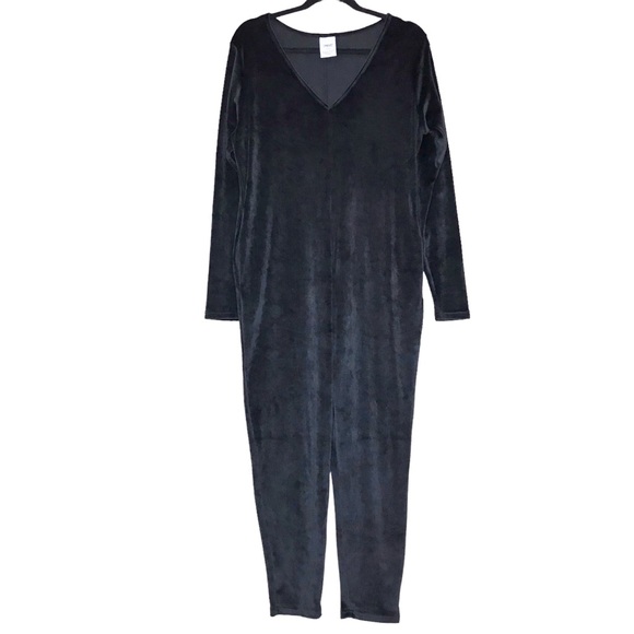 Women's Medium Smash + Tess Friday Velour Jumpsuit in Midnight Black Romper - Picture 4 of 13